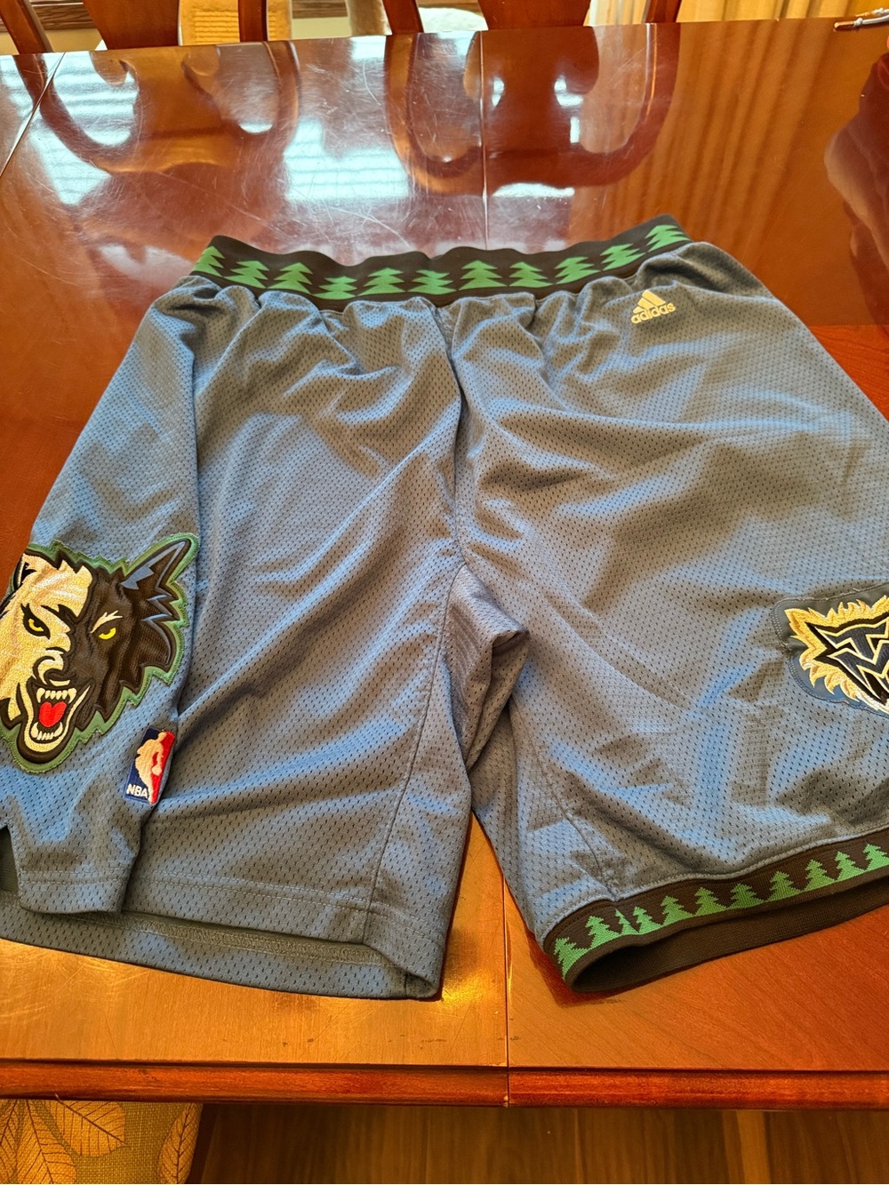 adidas Blue Minnesota Timberwolves Men's Athletic Shorts with Green Trim